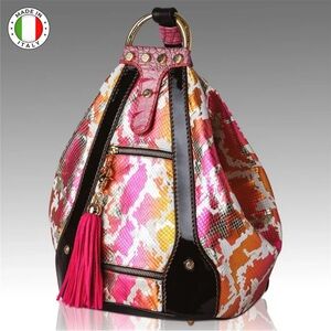 Colorful Marino Orlandi  Women's Bag Python Leather Pink  Metallic Backpack